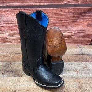 Women's Western Rodeo Genuine Leather MexicanCowgirl Boots in Black Color Size 6